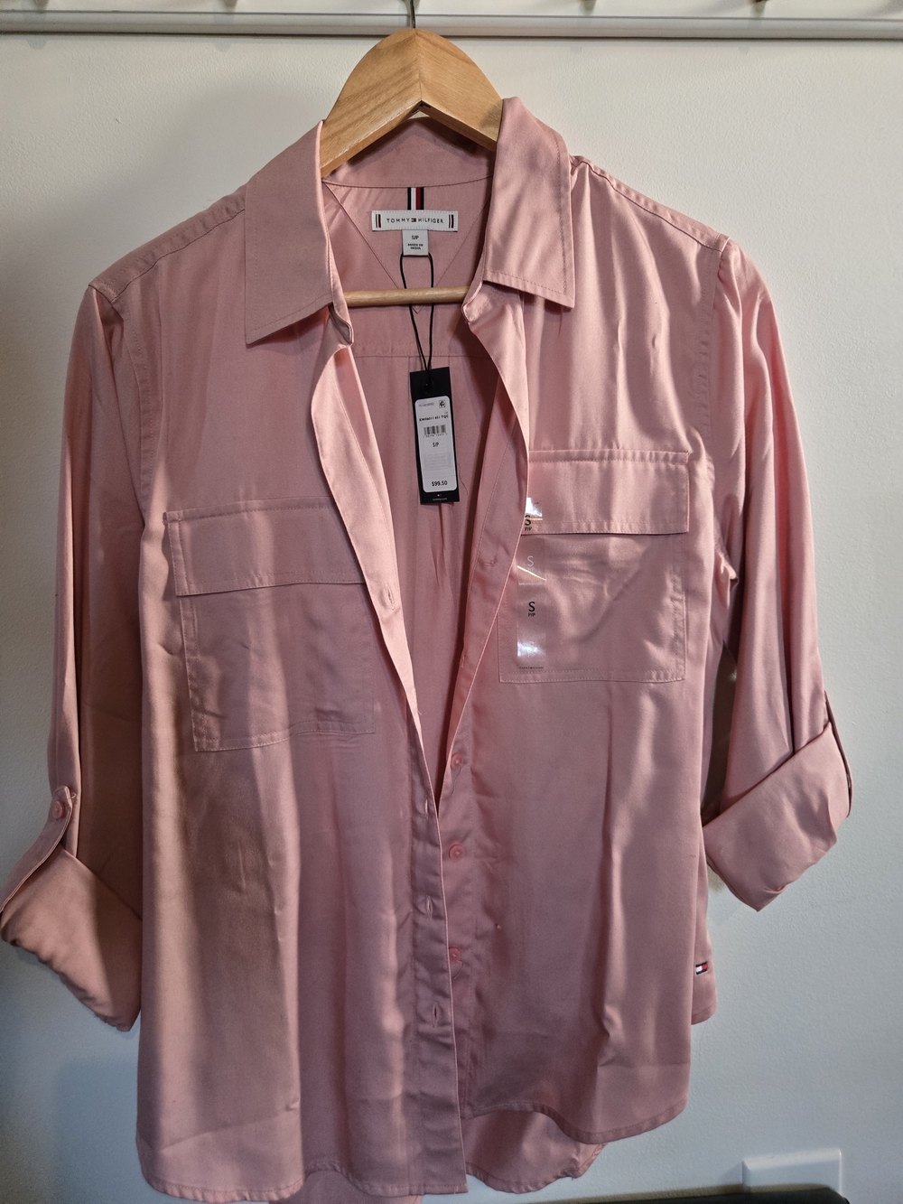 Tommy Hilfiger Soft Pink Button-Front Utility Shirt